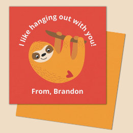 Carte De Correspondance Jote Red Kids Sloth Valentines Day Note Card