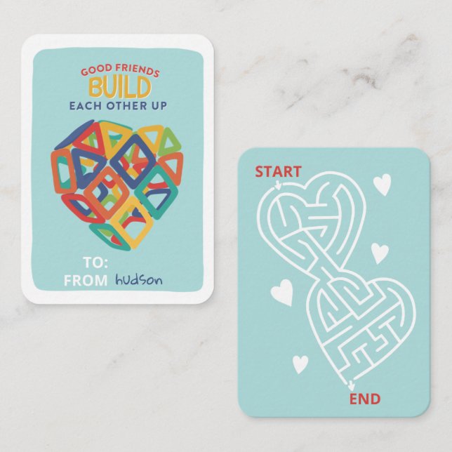 Carte De Correspondance Jouets en tuiles magnétiques cœur de la Saint-Vale (Devant / Derrière)