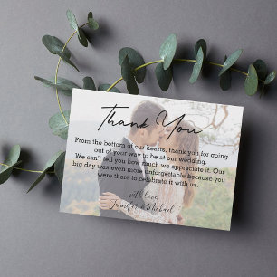 Carte De Correspondance jour de mariage photo délavée chic merci