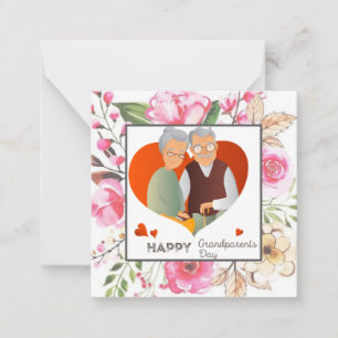 Carte De Correspondance Jour des grands-parents floraux de l'aquarelle ros