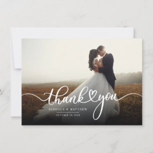 Carte De Correspondance Jour du mariage Photo Merci Lettré à la main