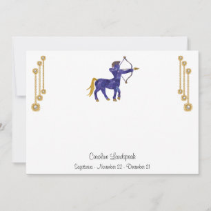 Carte De Correspondance Joyaux Pearl & Or avec Sagittarius signe Zodiac