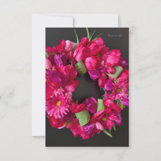 Carte De Correspondance Joyeuse Célébration - Couronne de fleurs rose vif