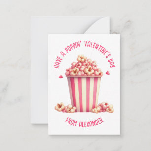 Carte De Correspondance Joyeuse Saint-Valentin avec un cœur de pop-corn ro