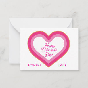 Carte De Correspondance Joyeuse Saint-Valentin Mignon Gros Cœur Rose Fémin