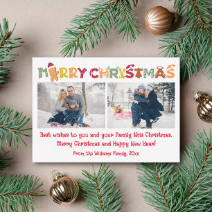 Carte De Correspondance Joyeuse typographie colorée 2 Photo Joyeux Noël  