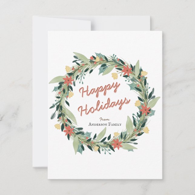Carte De Correspondance Joyeuses fêtes couronne de Noël (Devant)