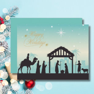 Carte De Correspondance Joyeuses fêtes Nativité Manger Scène