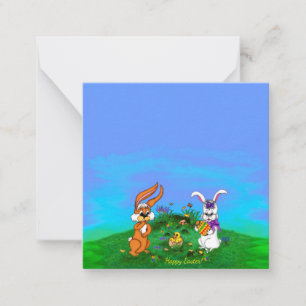 Carte De Correspondance Joyeuses Pâques ! Lapin avec Bunny et Poussin