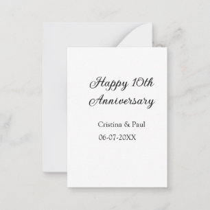 Carte De Correspondance Joyeux 10e anniversaire simple nom de mariage mini