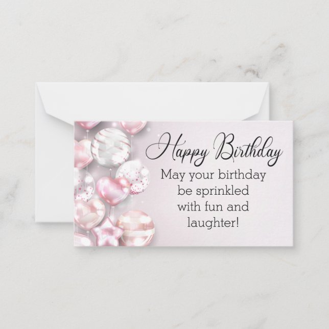 Carte De Correspondance joyeux anniversaire 3d ballons colorés élégant ros (Devant)