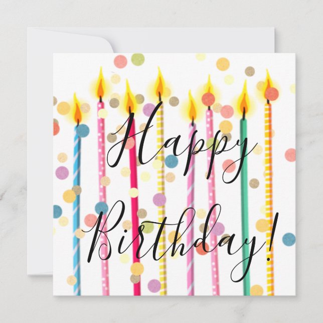 Carte De Correspondance Joyeux Anniversaire bougies et Confetti (Devant)