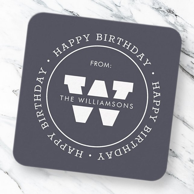 Carte De Correspondance Joyeux Anniversaire Preppy Simple Famille Monogram (Créateur téléchargé)