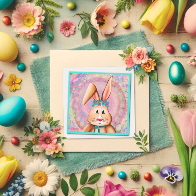 Carte De Correspondance Joyeux Bunny de Pâques mignonette Pink Pastel Insp (Créateur téléchargé)