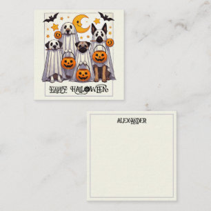 Carte De Correspondance Joyeux Chiens d'Halloween en costume fantôme