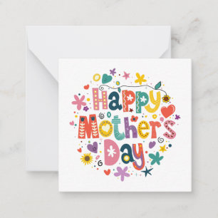 Carte De Correspondance Joyeux Cool de la Fête des Mères Floral Typographi