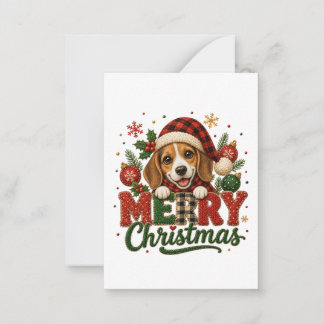 Carte De Correspondance Joyeux Noël Beagle Mignon