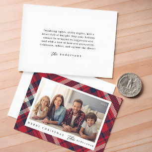 Carte De Correspondance Joyeux Noël carreau moderne Photo de famille perso