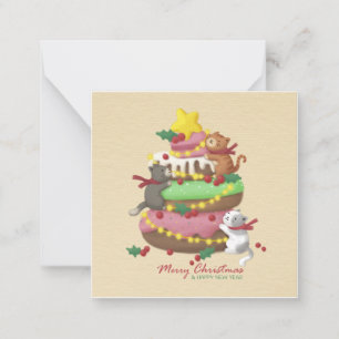 Carte De Correspondance Joyeux Noël : Cats & Sweets Illustration