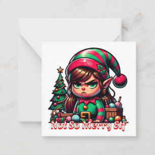 Carte De Correspondance Joyeux Noël de ce petit elfe grincheux