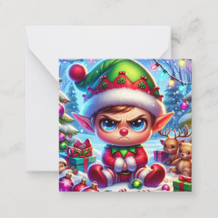 Carte De Correspondance Joyeux Noël de ce petit elfe grincheux