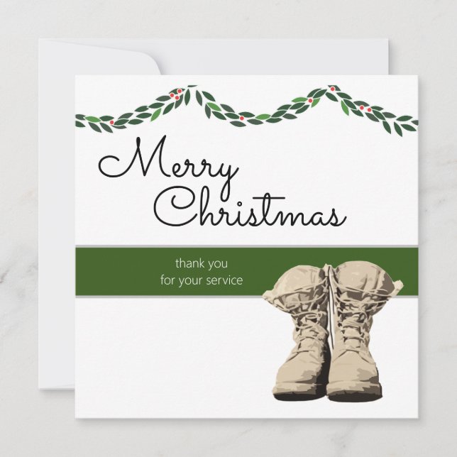 Carte De Correspondance Joyeux Noël Merci militaire à thème (Devant)