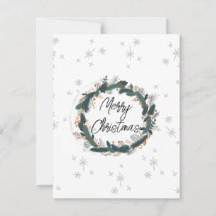 Carte De Correspondance Joyeux Noël mignon ferme moderne blanc gris