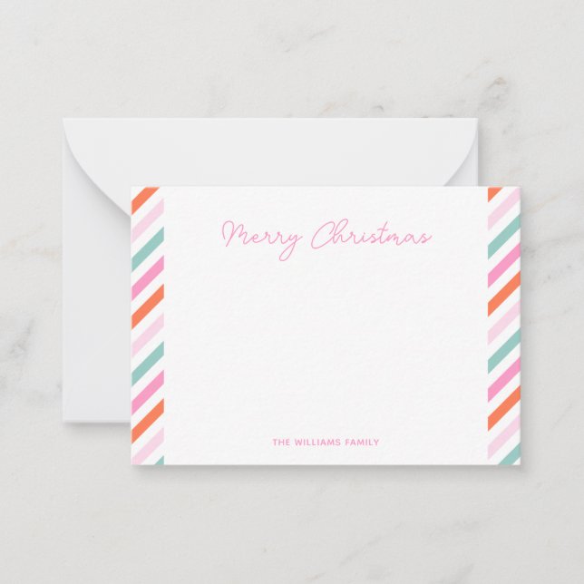 Carte De Correspondance Joyeux Noël rose moderne (Devant)