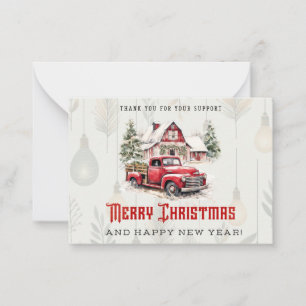 Carte De Correspondance Joyeux Noël rouge ramassage