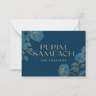 Carte De Correspondance Joyeux Pourim avec des fleurs pour le shaloch mano