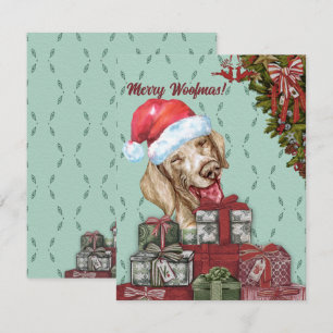 Carte De Correspondance Joyeux Woofmas ! Funny Dachshund Santa Hat Noël
