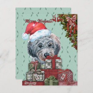Carte De Correspondance Joyeux Woofmas ! Funny Poodle Noël de Noël