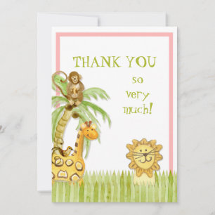 Carte De Correspondance Jungle Babies, Girl Thank You Notes