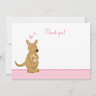 Carte De Correspondance Kangaroo Mommy and Baby Flat Thank You note