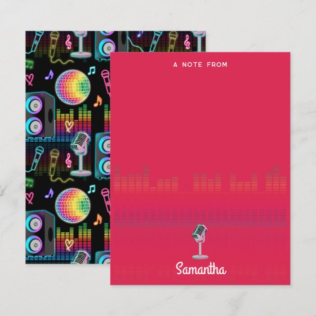 Carte De Correspondance Karaoke Glow Singing Music Custom Name (Devant / Derrière)