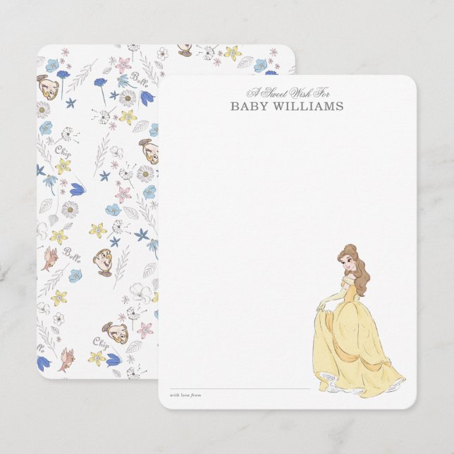 Carte De Correspondance La beauté et la bête | Soyez notre Baby shower inv (Devant / Derrière)