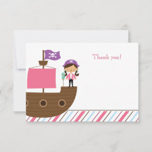 Carte De Correspondance La fête d'anniversaire du pirate de la fille rose