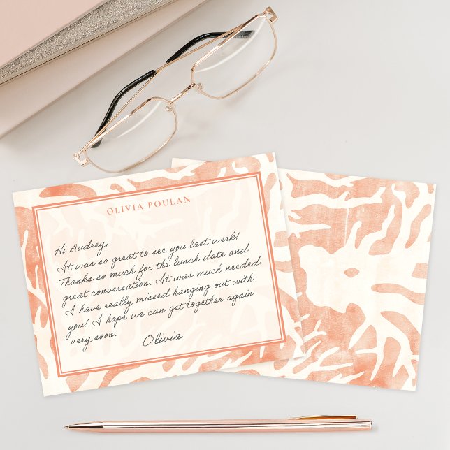 Carte De Correspondance La Pêche Côtière Corail Reef (Nautical Peach Coral Reef Note Card on desktop
)