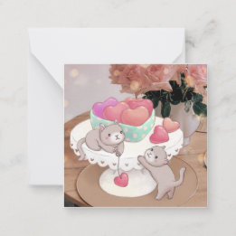 Carte De Correspondance La Saint-Valentin : chats, cookies en forme de cœu
