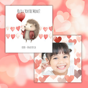 Carte De Correspondance La Saint-Valentin en classe, Hérisson Mignon, Phot