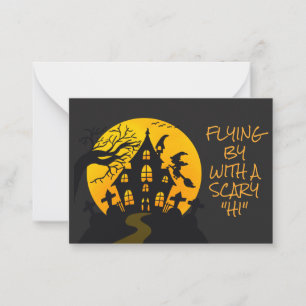 Carte De Correspondance La Sorcière effrayante Haunch Maison Halloween Sal