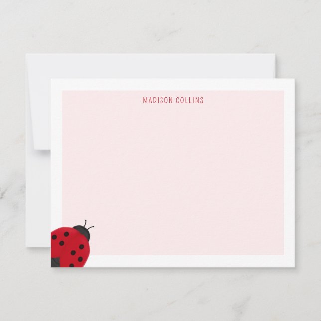 Carte De Correspondance Ladybug Rose Girls Papeterie personnalisée (Devant)