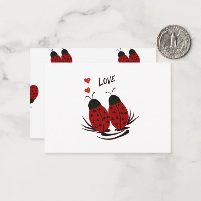 Carte De Correspondance Ladybugs (Devant/Arrière en situation)