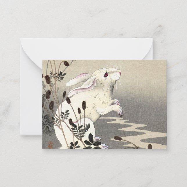 Carte De Correspondance Lapin à la Pleine lune, 1930 par Ohara Koson (Devant)