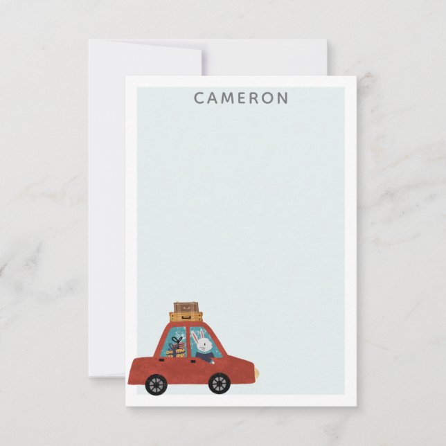 Carte De Correspondance Lapin de Pâques personnalisé pour voyage en voitur (Devant)