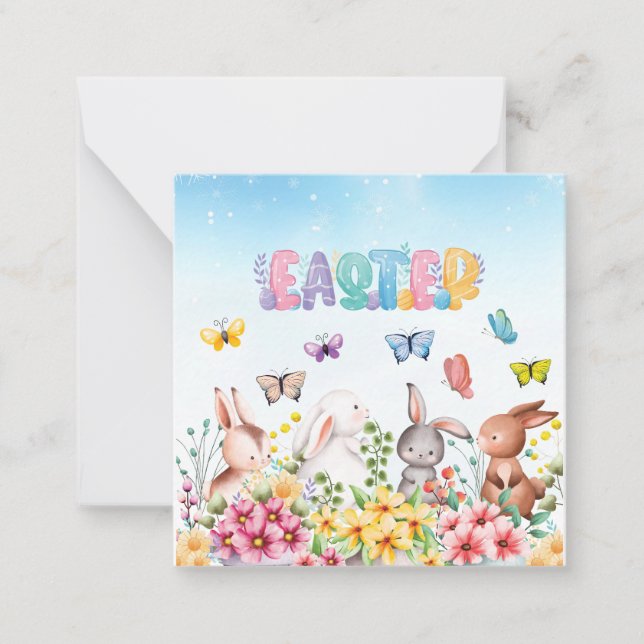Carte De Correspondance Lapin Drôle Joyeux Jour de Pâques (Devant)