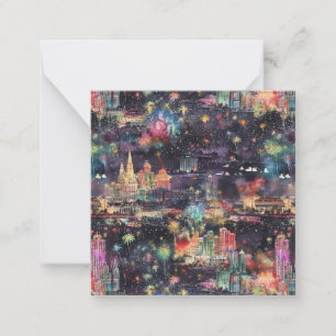 Carte De Correspondance Las Vegas Noël et Nouvel An à l'aquarelle