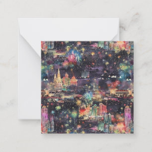 Carte De Correspondance Las Vegas Noël & Nouvel An en aquarelles