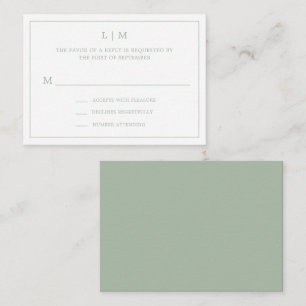 Carte De Correspondance Lauren Sage Green Monogramme Mariage élégant