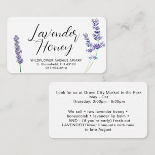 Carte De Correspondance Lavande Fleur sauvage Bio Miel Apiary Hive